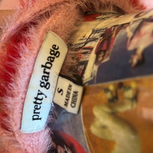 Dolls Kill Pretty Garbage Cherry fuzzy sweater top - Picture 3 of 4